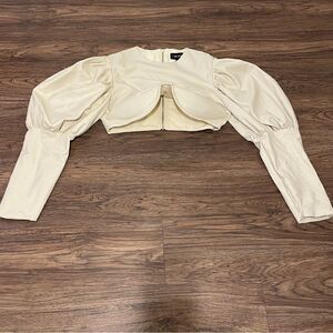 NWT The Brand Label Cropped Top Puffy Sleeve Blouse Cream Color Size XXL